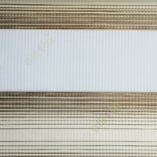 Brown cream color horizontal stripes textured finished background with transparent net fabric zebra blind